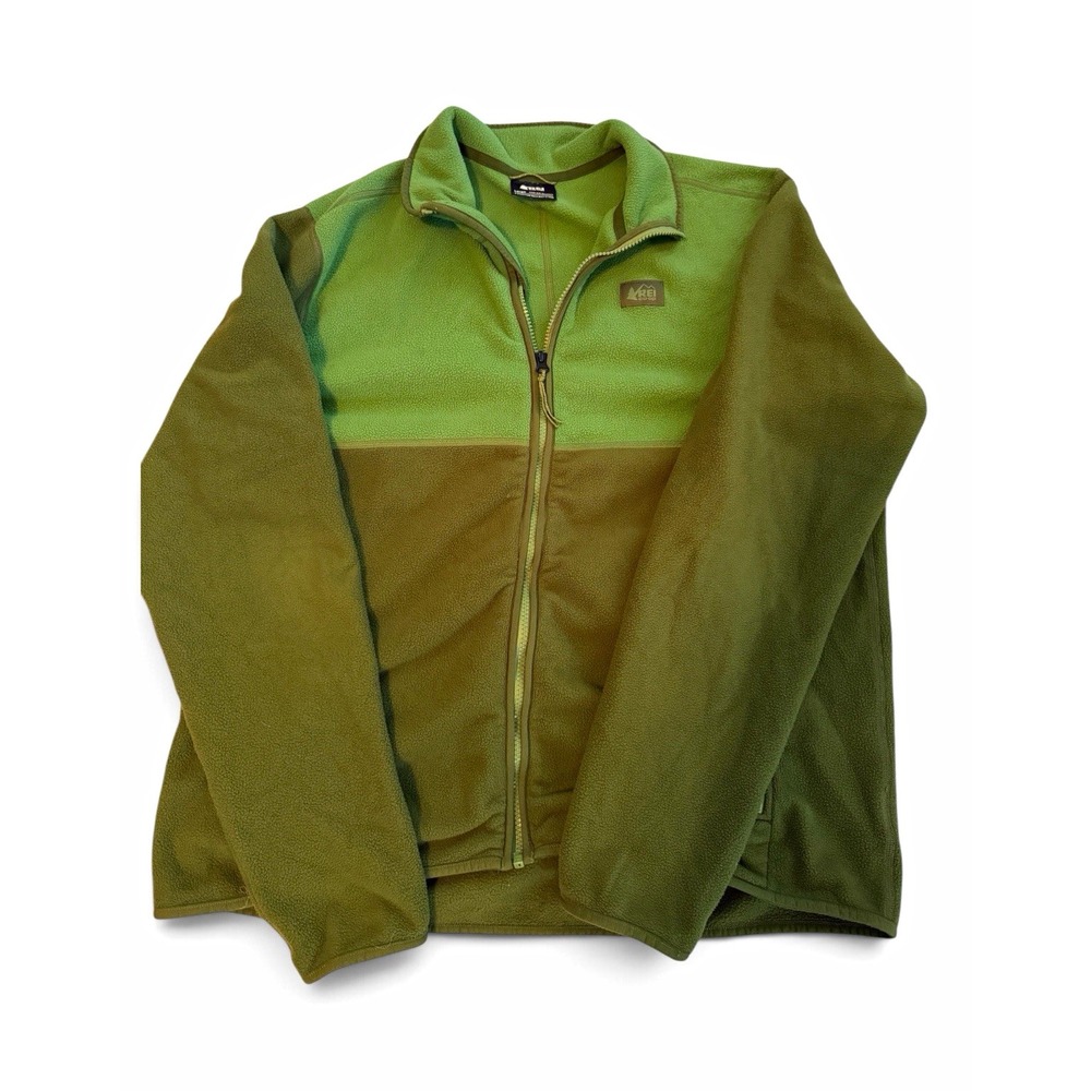 REI Co-op Trailmade Fleece Jacket Mens L Green Colorblock Full Zip Gorpcore